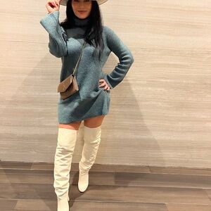 Steve Madden Teal Turtleneck Sweater Dress